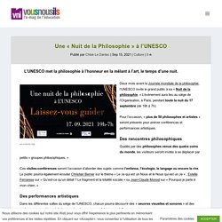 17 septembre: Une "Nuit de la Philosophie" à l'UNESCO