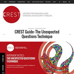 CREST Guide: The unexpected questions technique - Centre for Research and Evidence on Security Threats