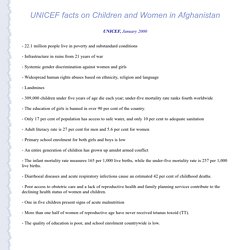 UNICEF: Facts on Children and Women in Afghanistan