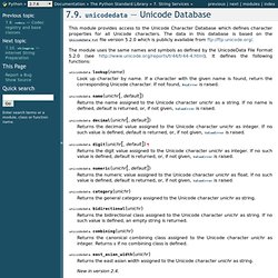 7.9. unicodedata — Unicode Database