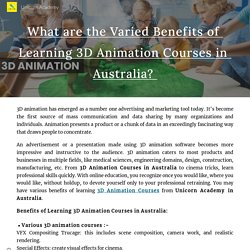 What are the Varied Benefits of Learning 3D Animation Courses in Australia?