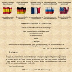 Hypothèse de l'Unification de la Relativité Générale et de La Mécanique Quantique. Auteur: Rafael javier Martínez Olmo