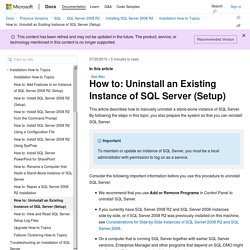 How to: Uninstall an Existing Instance of SQL Server (Setup)