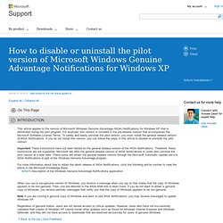 How to disable or uninstall the pilot version of Microsoft Windows Genuine Advantage Notifications