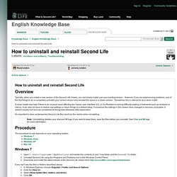 How to uninstall and reinstall Second Life - Second Life