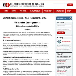 Unintended Consequences: Fifteen Years under the DMCA
