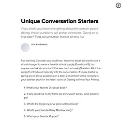 Unique Conversation Starters: 50 Questions You Haven't Already Asked Your Date