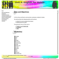 Unit 4: English for Hotels