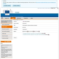 DG SANCO 15/03/17 Derniers rapports OAV : GB United Kingdom - Authorisation of plant protection products