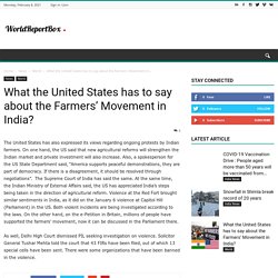 What the United States has to say about the Farmers' Movement in India?