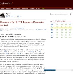 Obamacare Part I - Will Insurance Companies Survive?
