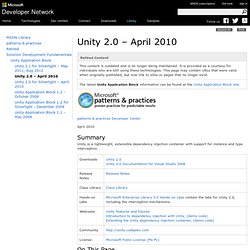 Unity 2.0 – April 2010