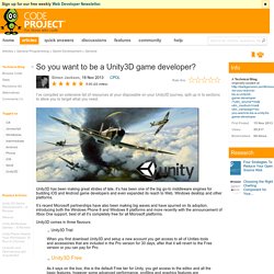 So you want to be a Unity3D game developer?