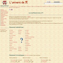 L'univers de Pi - Accueil Mathématiciens