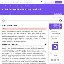 L'univers Android - Créez des applications pour Android