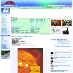 L'état de plasma: Le feu de l'univers - Thierry Lehner - Librairie scientifique en ligne