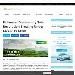Universal Community Solar Revolution Brewing Under COVID-19 Crisis