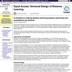 Equal Access: Universal Design of Distance Learning