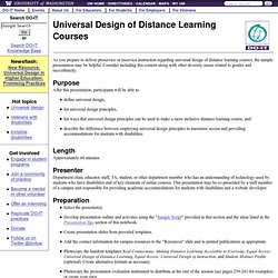 Universal Design of Distance Learning Courses