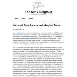 Universal Basic Income and Marginal Rates – The Surly Subgroup
