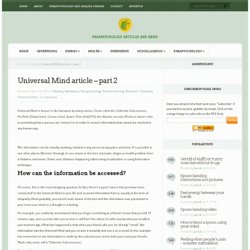 Universal Mind article - part 2 - Parapsychology articles and blog