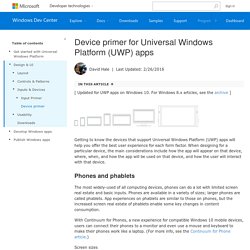 Device primer for Universal Windows Platform (UWP) apps