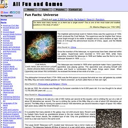 Universe Facts: Fun/Interesting Facts on the Universe: All Fun and Games