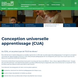 Conception universelle apprentissage (CUA) - Collège Durocher Saint-Lambert - Collège privé