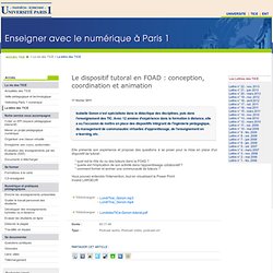Le dispositif tutoral en FOAD : conception, coordination et animation