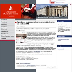 Agor@ssas, le campus numérique de l'université Panthéon-Assas - Paris II propose une licence en droit à distance