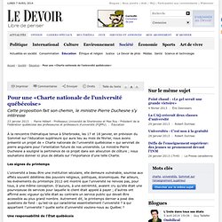 Pour une «Charte nationale de l’université québécoise»