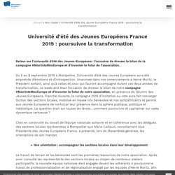 Université d’été des Jeunes Européens France 2019 : poursuivre la transformation - Mouvement Européen : Mouvement Européen