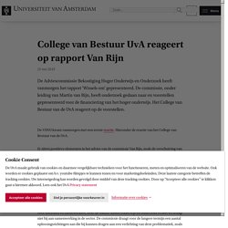 College van Bestuur UvA reageert op rapport Van Rijn - Universiteit van Amsterdam