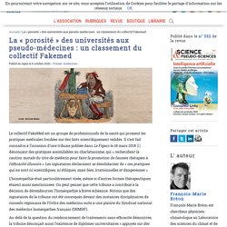 La « porosité » des universités aux pseudo-médecines : un classement du collectif Fakemed