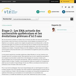 Les ENA actuels des universités québécoises et les évolutions prévues d’ici 5 ans