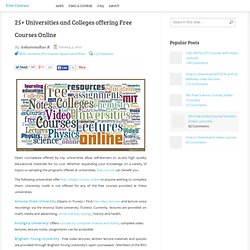 25 Universities and Colleges offering Free Courses Online