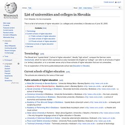 List of universities and colleges in Slovakia