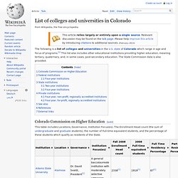 List of colleges and universities in Colorado