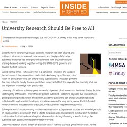 *University Research Should Be Free to All (Janet Napolitano)