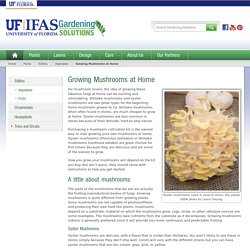 Growing Mushrooms at Home - Gardening Solutions - University of Florida, Institute of Food and Agricultural Sciences