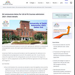 University of Delhi (DU) announced dates for UG & PG admission 2021