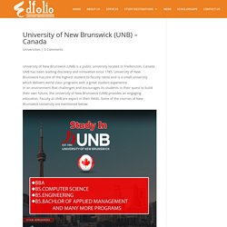 University of New Brunswick (UNB) – Canada - Edfolio