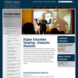 Texas A&M University-Commerce: Higher Education Teaching - Domestic Students