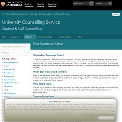 Post Traumatic Stress — University Counselling Service