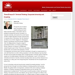 Three-D Issue 21: Terminal Thinking: Corporate University and Creativity