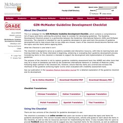 McMaster University - Guideline Development Checklist