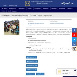 PhD Degree Courses in Mechanical Engineering - SPSU Udaipur