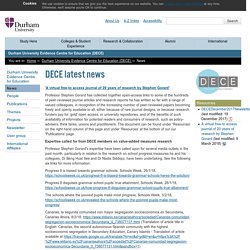 Durham University Evidence Centre for Education (DECE) : DECE latest news