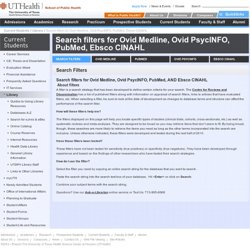 The University of Texas School of Public Health – Search filters for Ovid Medline, Ovid PsycINFO, PubMed, Ebsco CINAHL