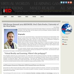 iED Europe Summit 2012 KEYNOTE: Prof. Chris Fowler, University of the West Indies